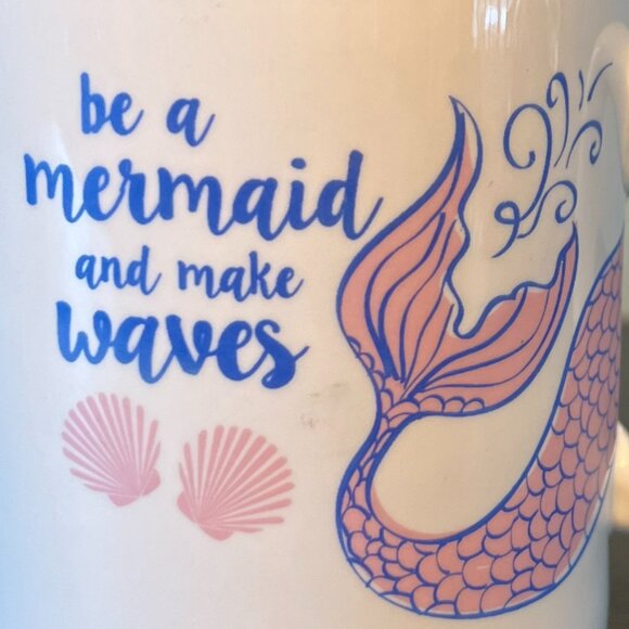 BE A MERMAID AND MAKE WAVES Ceramic Mug ~ Pink Shells ~ Goddess of the Sea - Picture 2 of 8
